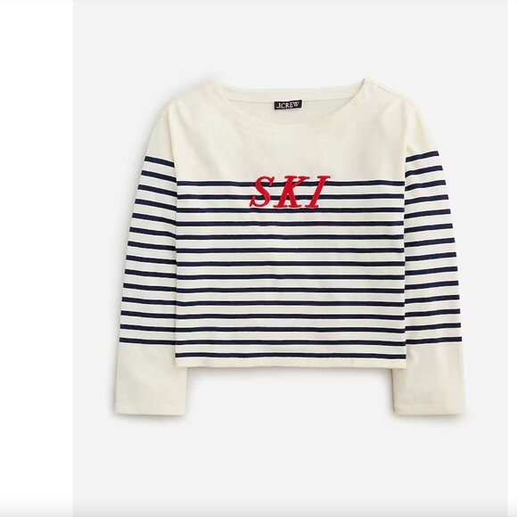๐จ 50% OFF BUNDLES!๐จ NWT J.Crew Mariner cloth embroidered long-sleeve T-shirt - Picture 2 of 7
